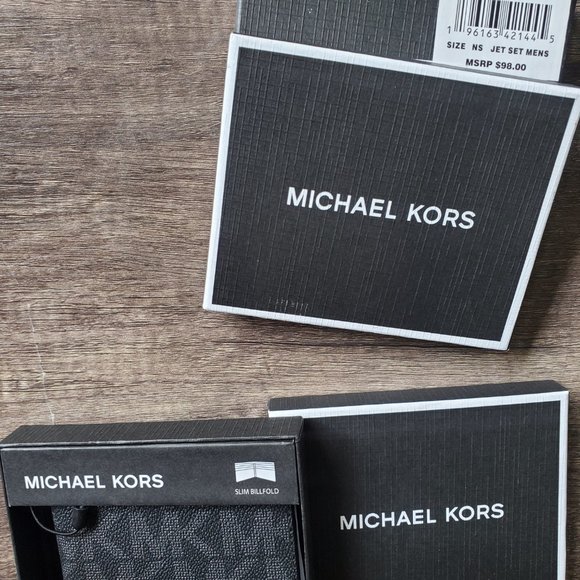 NWT MICHAEL KORS Black JET SET MONOGRAM SLIM WALLET - Picture 4 of 4